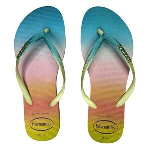 Havaianas Slim Gradient Sunset Flip Flops Lime Green - Size 9/10 (41/42)